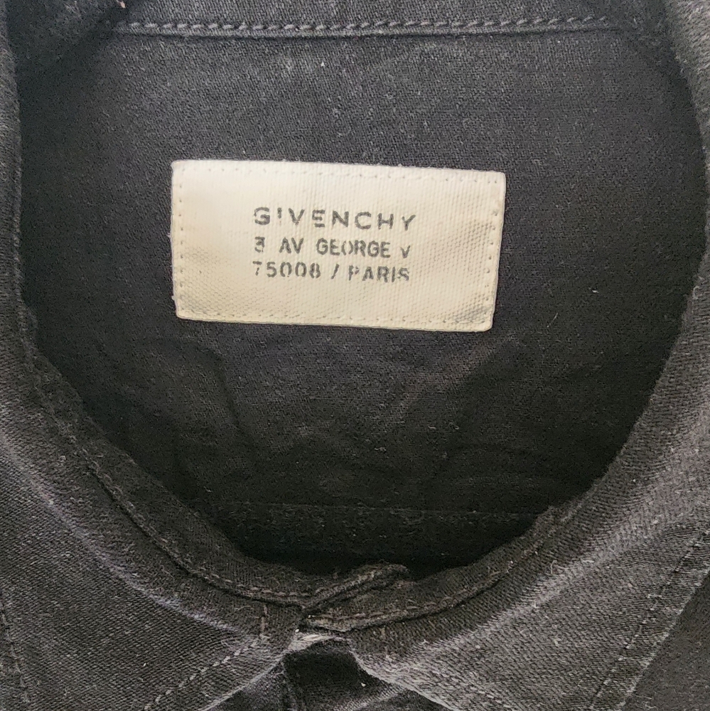 Givenchy Logo Embroidered Denim Black Shirt - Picture 7 of 13